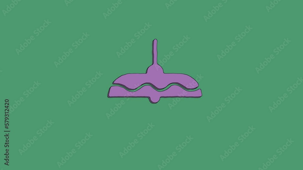 Poster dynamic cartoon animation of lamp on a green background. the picture appears and disappears. turbule