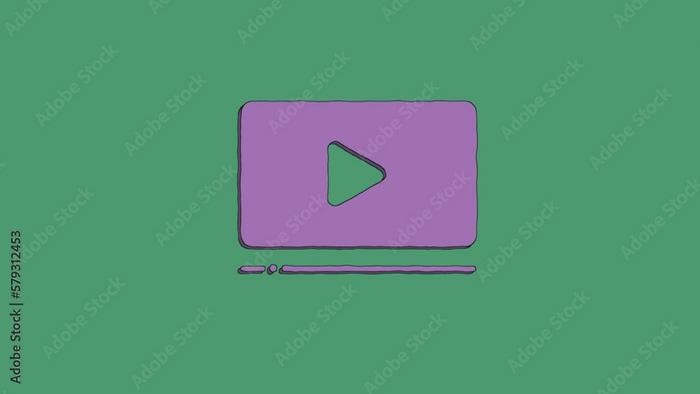 Poster dynamic cartoon animation of video player on a green background. the picture appears and disappears.