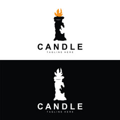 Candle Logo, Flame Lighting Design, Burning luxury Vector, Illustration Template Icon