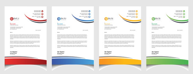 Corporate business colourful letterhead template with a4 size stationary item modern letterhead.