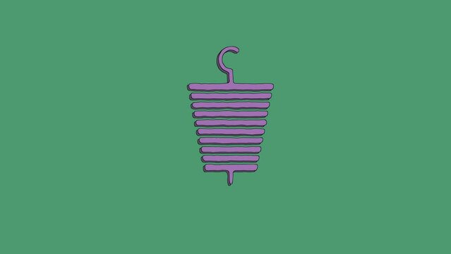 Dynamic cartoon animation of vertical grill on a green background. The picture appears and disappears. Turbulent displace and distortion style 4k video.