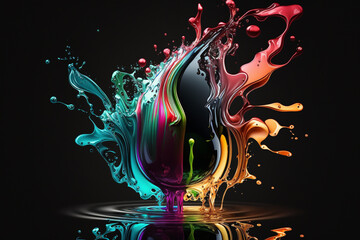 Fototapeta premium Colorful Vibrant Liquid Splash. Creative Splash, Amazing colorful paint mix splash background, Ai generated