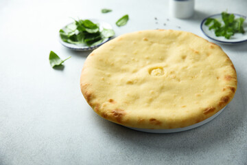 Savory pie with cheese, potato and spinach