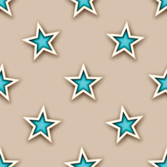 Endless Aesthetic Texture with Cute Magical Stars. Decorative Design for Prints, Fabrics, Wallpapers etc. Trendy Kids Print. Futuristical Seamless Pattern. Vector 3d Illustration