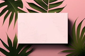 Fototapeta na wymiar Luxury Product Presentation Mockup - Product Advertisment Template White Card Background on plants leaves. Generative AI