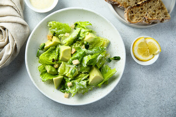 Healthy green salad with avocado