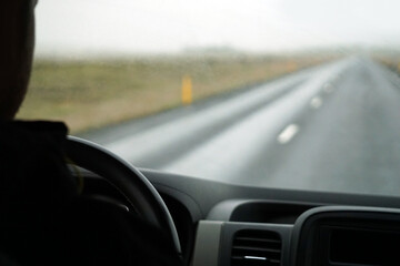 Fototapeta na wymiar Driving a car - perspective of a driver
