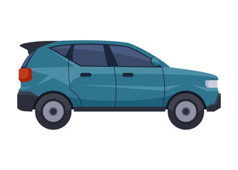 Blue family SUV Car on white background. Side view Vehicle transportation. Vector illustration flat cartoon design.