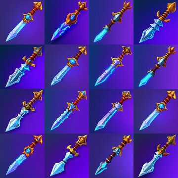 set of blue dagger