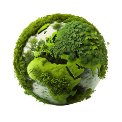 Fototapeta Green earth day on isolated white background. Care for the environment and ecology. Resources that are sustainable, renewable, and green. Graphic resource. Generative AI. obraz