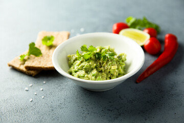 Healthy mashed avocado with lime juice