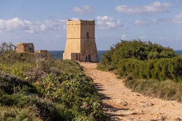 Fototapeta na wymiar The fortification tower on Malta island