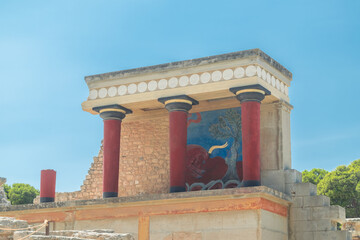 Palace of Knossos, colorful and ancient greek palace, Crete