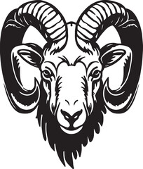 Goat head, mountains sheep, Vector illustration, on a white background, SVG