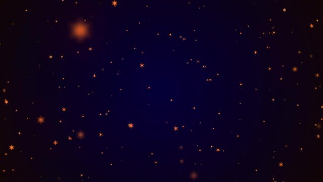 Abstract animated background. Animation of a Warm Golden Stars Texture on Black Space. Twinkling starry night sky animation light effect. Cosmic blue purple gradient background. 3D rendering. 4k anima