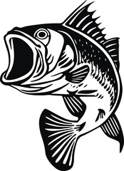 Fishing bass logo icon, fish perch icon, on isolated background, Vector illustration SVG