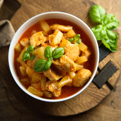 Homemade chicken curry with pineapple