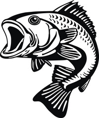Fototapeta premium Fishing bass logo icon, fish perch icon, on isolated background, Vector illustration SVG