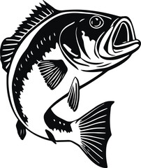 Fishing bass logo icon, fish perch icon, on isolated background, Vector illustration SVG