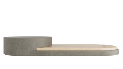 Concrete Podium Product Display Stand On Transparent Background Minimal Showcase. 3D Render Illustration	