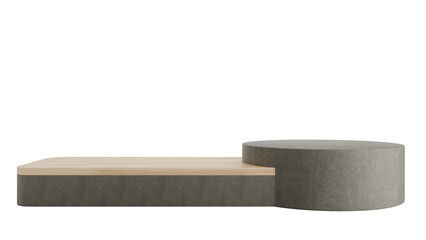 Concrete Podium Product Display Stand On Transparent Background Minimal Showcase. 3D Render Illustration	