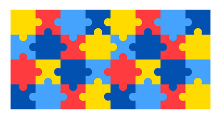 World autism awareness day puzzle pattern background template. World autism day colorful puzzle vector banner. Symbol of autism. autism Health care Medical flat background of April 02 celebration. 