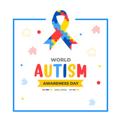 World autism awareness day typography design template . World autism day colorful text design vector banner. design of autism. autism Health care Medical flat Text of April 02
