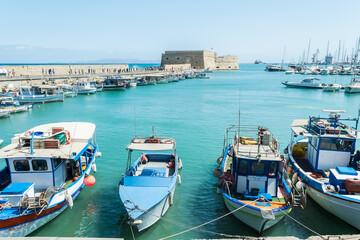 Fototapeta na wymiar Heraklion harbour in Crete, Greece