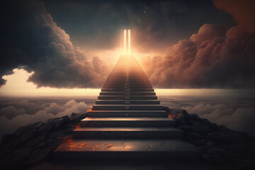 Stairway to another world. AI generative.