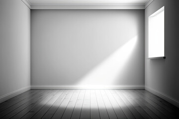 Empty room, black and white, generative ai