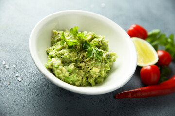 Healthy mashed avocado with lime juice