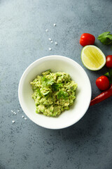 Healthy mashed avocado with lime juice