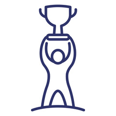 Success line icon with man and trophy