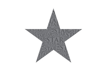Obraz premium Vector lettering of the word Star in a black 5-pointed star formation on a white background.