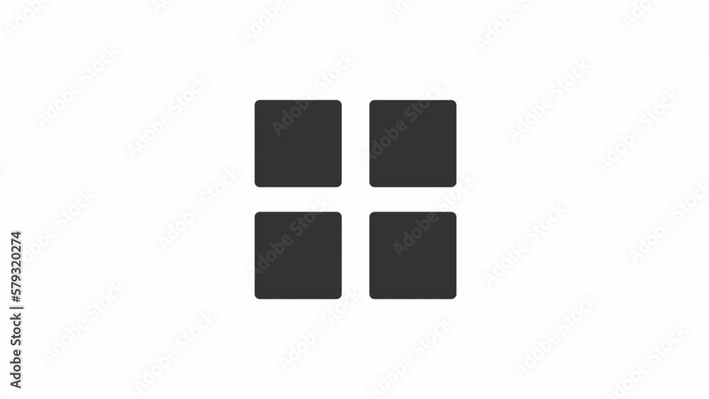 Fototapete animated splitting squares loader. transformation. simple black and white loading icon. 4k video foo