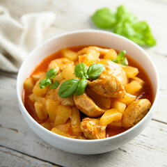 Homemade chicken curry with pineapple