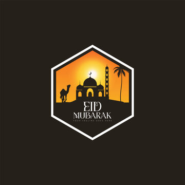 camel logo for pray ied mubarak vector image.arabic background.ilustration