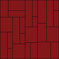 Mondrian pattern vector. Red Pattern Paper. Design line square black on Red background.