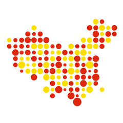 China Silhouette Pixelated pattern map illustration