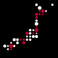 Japan Silhouette Pixelated pattern map illustration
