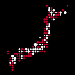 Japan Silhouette Pixelated pattern map illustration