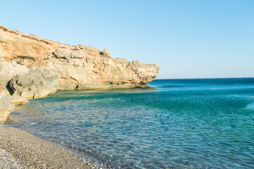 Koutelo beach over the Lybian Sea, near Nomikiana, Crete, Greece