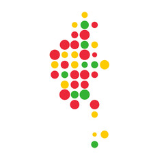 Myanmar Silhouette Pixelated pattern map illustration