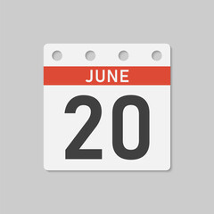Icon page calendar day - 20 June