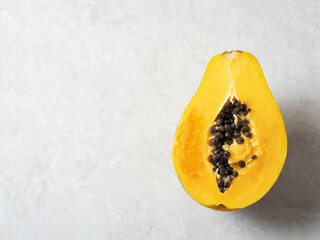 Cut ripe papaya cross section