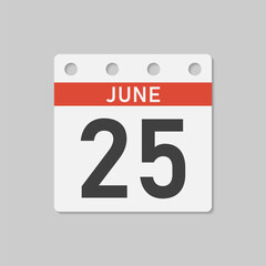 Icon page calendar day - 25 June