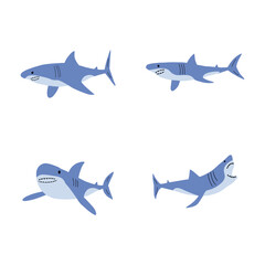 Shark. Sea animal. Marine animal in Scandinavian style.