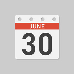Icon page calendar day - 30 June