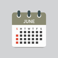 Vector template icon page calendar, month June