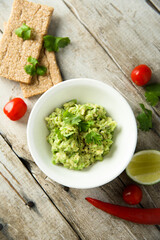 Healthy mashed avocado with lime juice